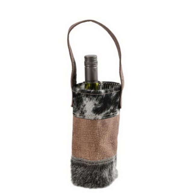 Hair On Leather Wine Bottel Bag