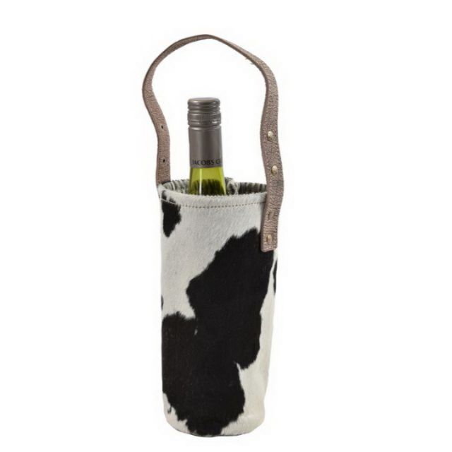 Hair On Leather Wine Bottle Bag