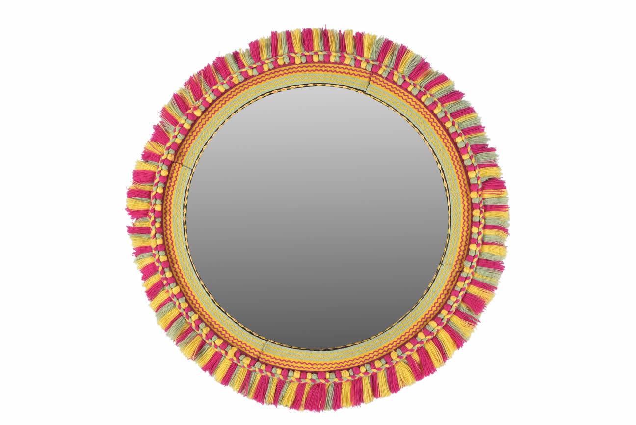 Round Embroidered Big Mirror Frame 