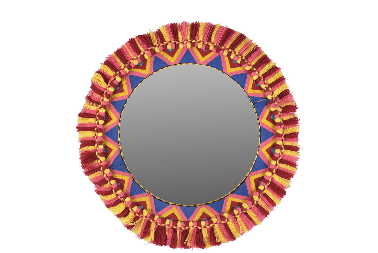 Round Embroidered Mirror Frame